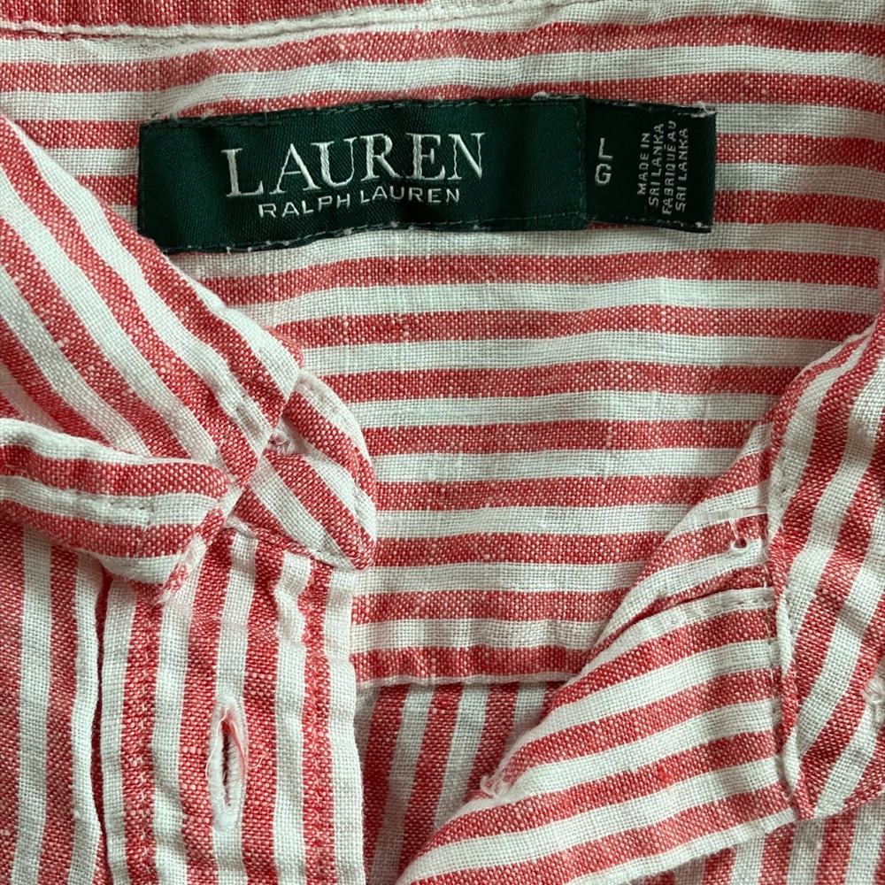 Vintage Lauren Ralph Lauren Red and White Striped Shirt - Picture 3 of 3